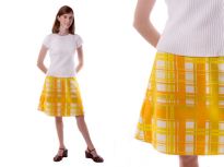 A-line skirt made from vintage 1970′s plaid fabric.